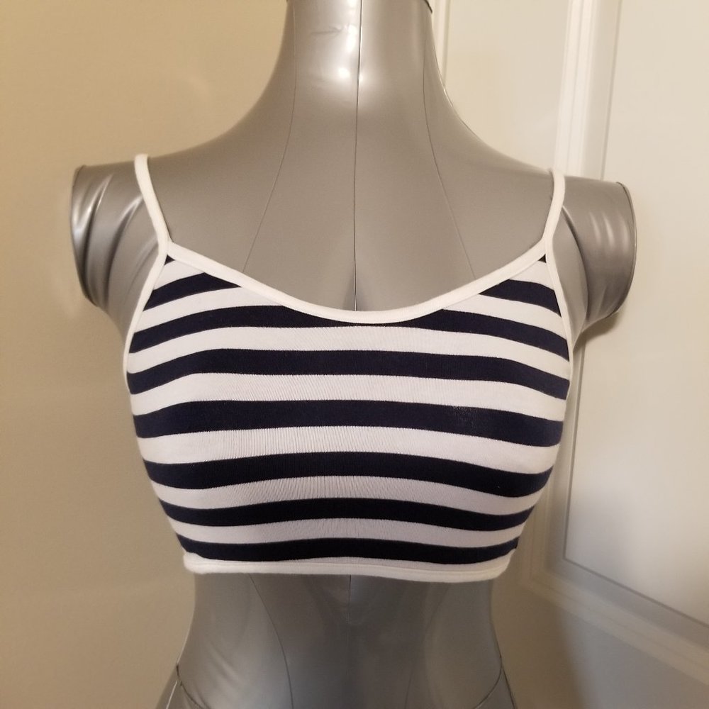 Dingolay Navy and White Striped Crop Bralette-style top